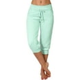 thumbnail image 1 of Dyfzdhu Capri Pants for Women Summer Mid Rise Drawstring Capri Leggings Stretch Workout Jogger Pants with Pockets Mint Green, 1 of 8