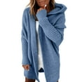 thumbnail image 1 of Dyfzdhu Cardigan Sweaters for Women Hooded Long Sleeve Casual Loose Batwing Sleeve Knit Sweater Coat Blue, 1 of 4