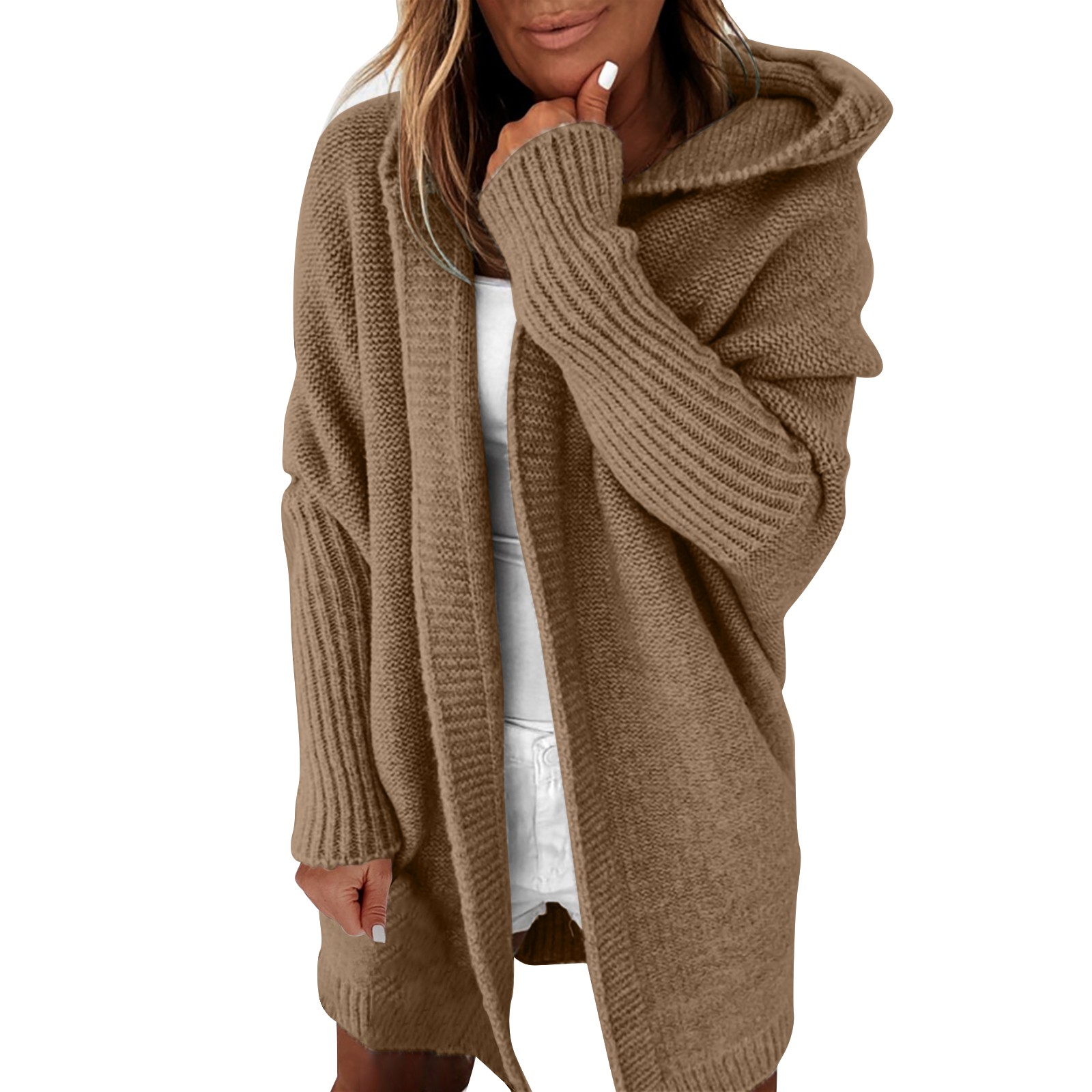 Dyfzdhu Cardigan Sweaters for Women Hooded Long Sleeve Casual