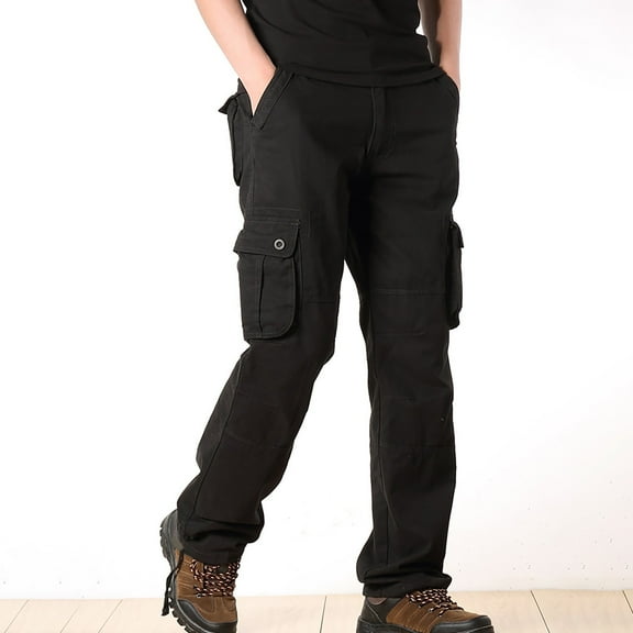Dyfzdhu Cargo Pants for Men Work Pants Hiking Six Pockets Outdoor Ripstop Multi Breathable Cotton Black