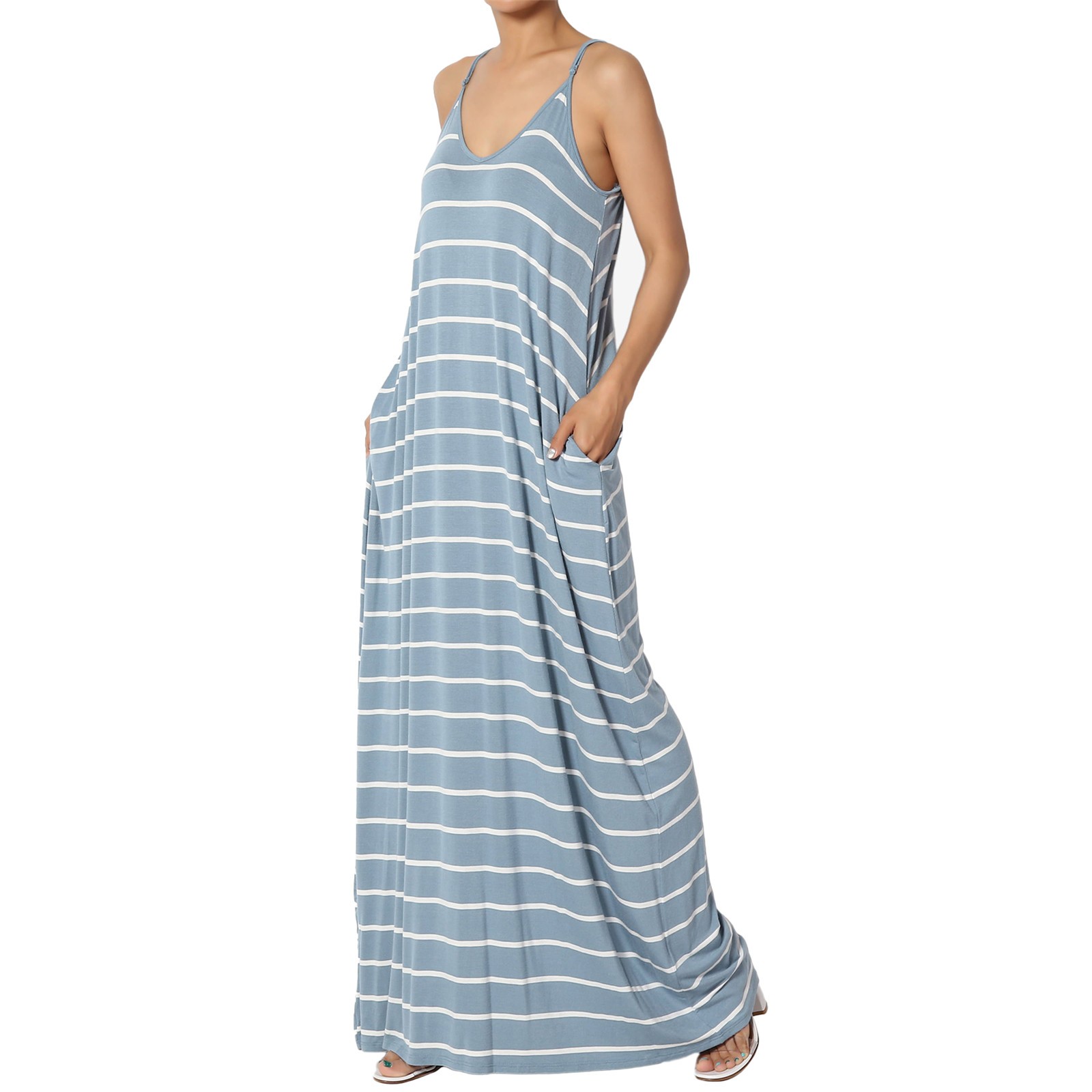 Casual Striped Sleeveless Maxi Dress