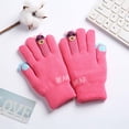 thumbnail image 1 of Dyfzdhu Children Baby Boys Girls Winter Warm Skiing Gloves Kids Cartoon Bear Fleece Knitted Full Finger Mittens Gloves Hot Pink, 1 of 4