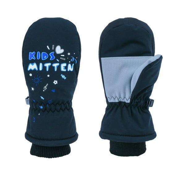 Dyfzdhu Children Ski Gloves Waterproof Breathable Snowboard Gloves Touchscreen Warm Winter Snow Gloves Black