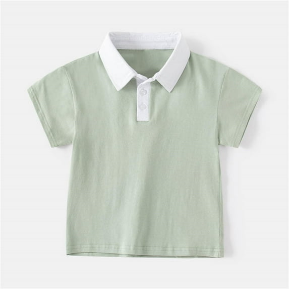 Dyfzdhu Children Summer T-shirt Short Sleeved Stand Up Collar Solid Color Top Casual Going Out for Boys Girls