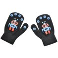thumbnail image 1 of Dyfzdhu Children Winter Warm Robot Print Patchwork Knitted Cute Gloves Black, 1 of 9