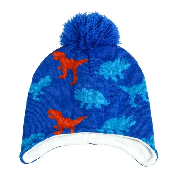 Dyfzdhu Children Woolen Hat Dinosaur Pattern Boys Girls Thermal Knitted Cap Blue