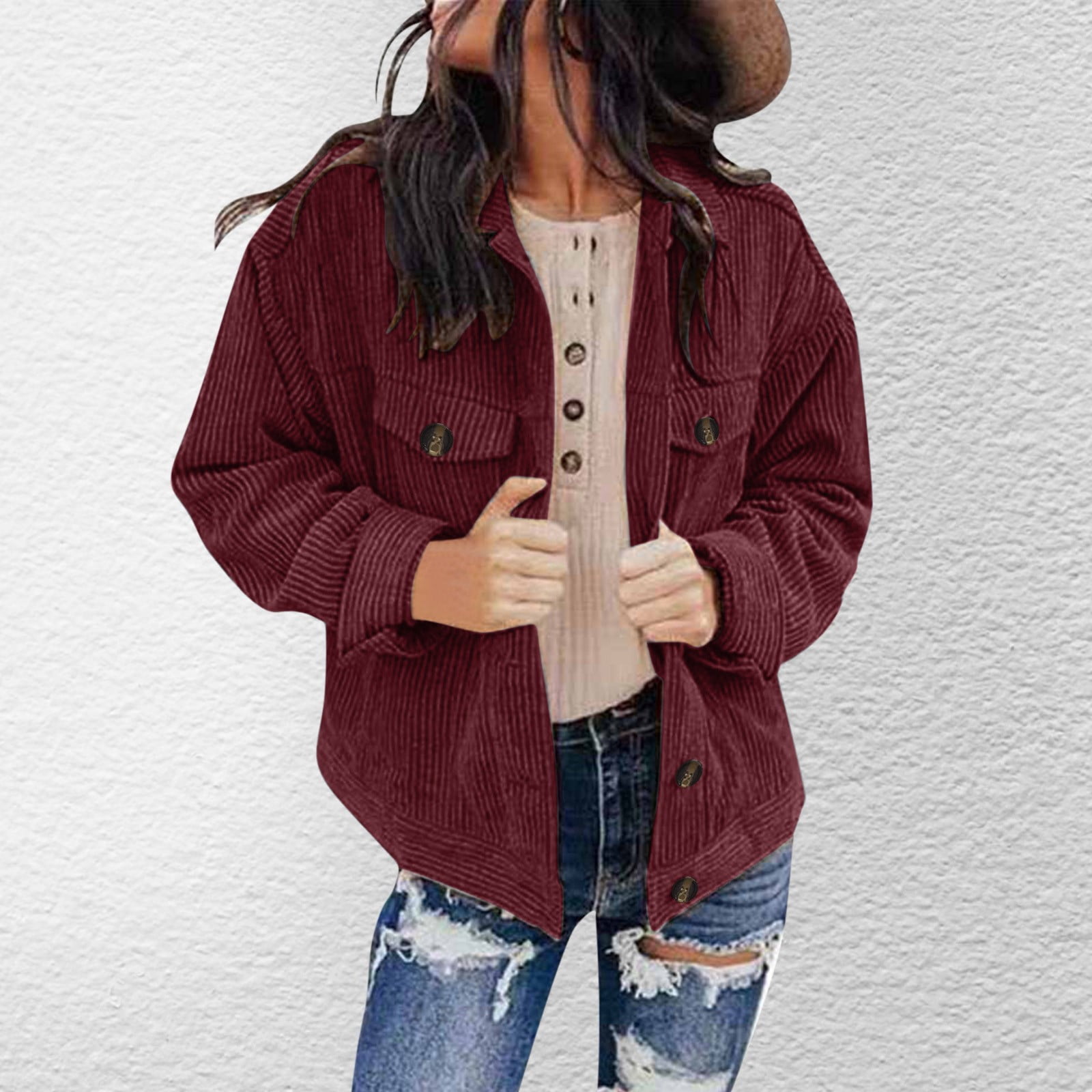 Burgundy cord outlet jacket womens