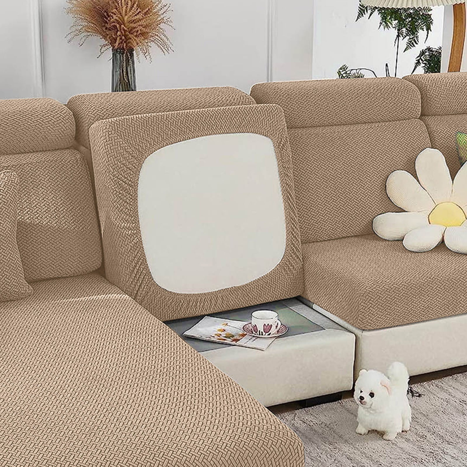Dyfzdhu Couch Covers Sectional For L Shaped Chaise Stretch 3 Cushion