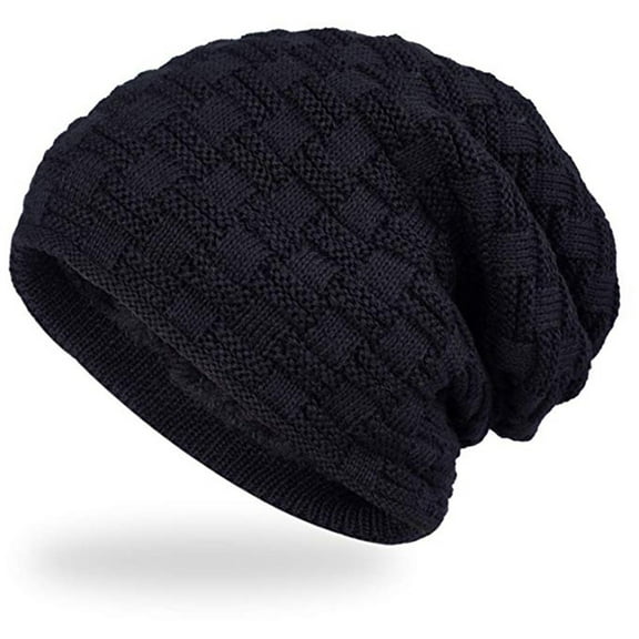 Dyfzdhu Couple Solid Color Knitted Hat Plush Thickened Ear Protection Warm Black