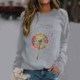 thumbnail image 1 of Dyfzdhu Crew Neck Sweatshirts for Women Trendy Dandelion Print Long Sleeve Casual Pullover Loose Top, Gray XXL, 1 of 6