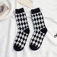 thumbnail image 1 of Dyfzdhu Crew Socks For Women Autumn Winter Leisure Classic Rhombus Pattern Tube Sock, 1 of 3