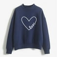 thumbnail image 1 of Dyfzdhu Crewneck Sweatshirts Women Trendy Heart Graphic Long Sleeve Pullover Loose Oversized Tops Blue, 1 of 4