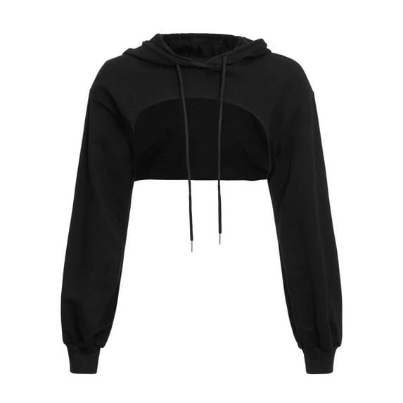 Dyfzdhu Hoodies Crop Hoodie Pullover Very Short Sweatshirts Long Sleeve Pullover Round Collar Cut Outs Shirts With Hood Hoodies For Women