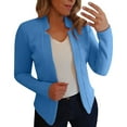 thumbnail image 1 of Dyfzdhu Cropped Blazers for Women Plus Size Fall Winter Long Sleeve Solid Color Suit Jacket Slim Fit Sky Blue, 1 of 3