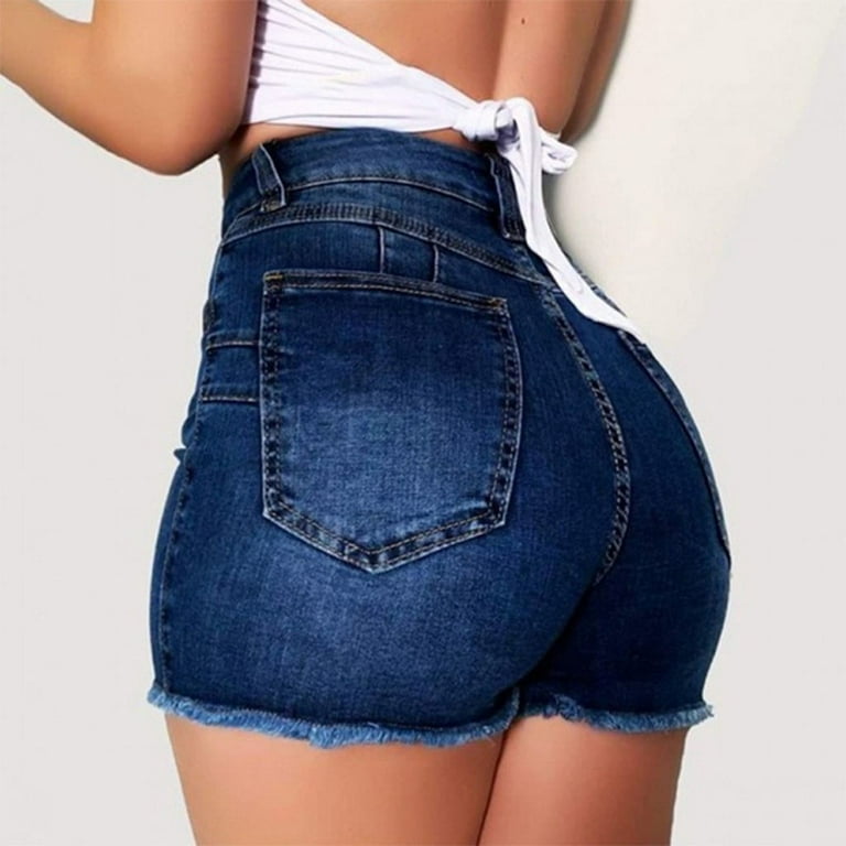 Dyfzdhu Denim Shorts For Women Broken Denim Shorts Ripped