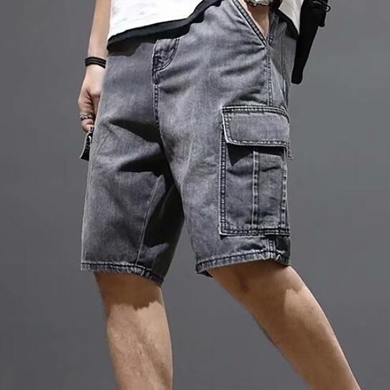 Dyfzdhu Denim Shorts for Men Plus Size Summer Casual Low Waist Cargo ...