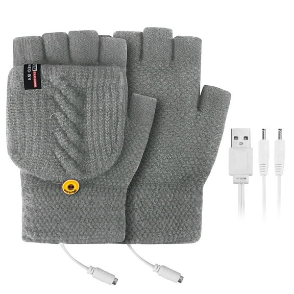 Dyfzdhu Electric Heated Gloves Outdoor Winter Warmer Leather Rechargeable Li-ion Battery Grey
