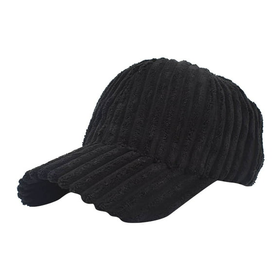 Dyfzdhu Fall Winter Baseball Caps for Women Korean Fashion Solid Corduroy Visor Hat Black