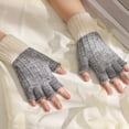 thumbnail image 1 of Dyfzdhu Fall Winter Knitted Woolen Mens Womens Half Finger Warm Gloves Solid Color Leaky Finger Gloves, 1 of 3