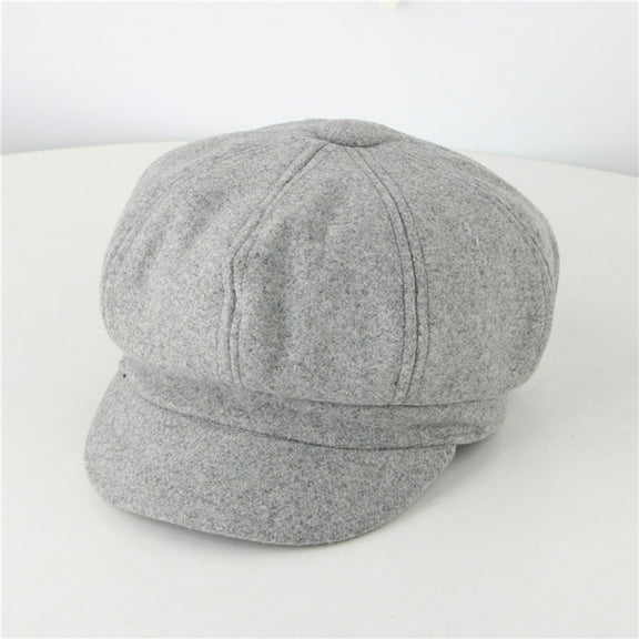 Dyfzdhu Fashion Children Pure Color Flush Thickening Protectors Keep Warm Beret Cap Hat Gray
