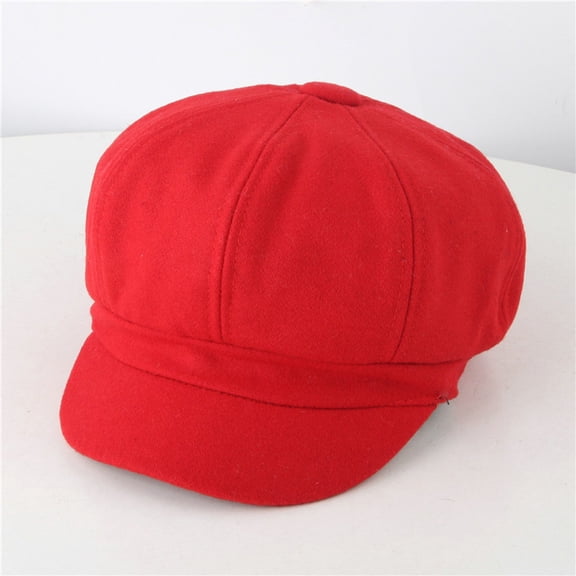 Dyfzdhu Fashion Children Pure Color Flush Thickening Protectors Keep Warm Beret Cap Hat Red