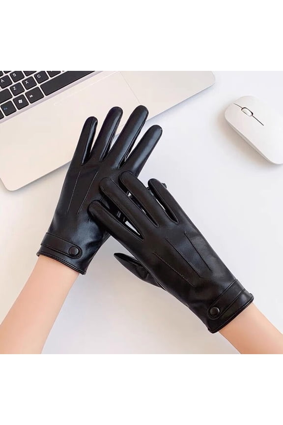 Fashion Lace Butterfly Embroidery Fleece Lined Gloves Womens Lambskin Leather Driving Gloves Black