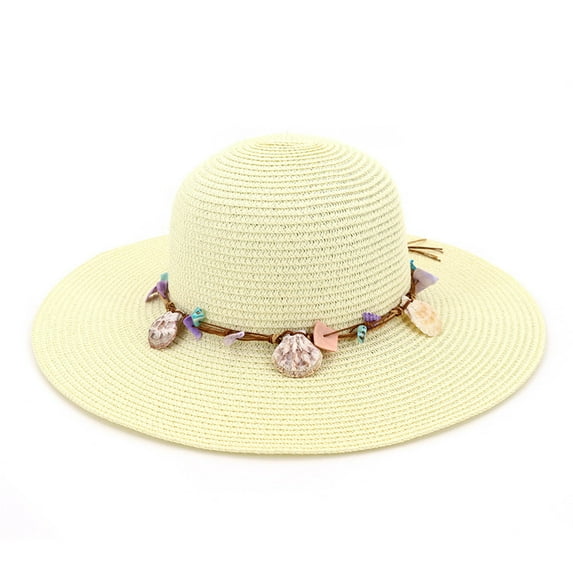 Dyfzdhu Fashion Lady Foldable Casual Cap Wide Sun Straw Beach Hat For Women