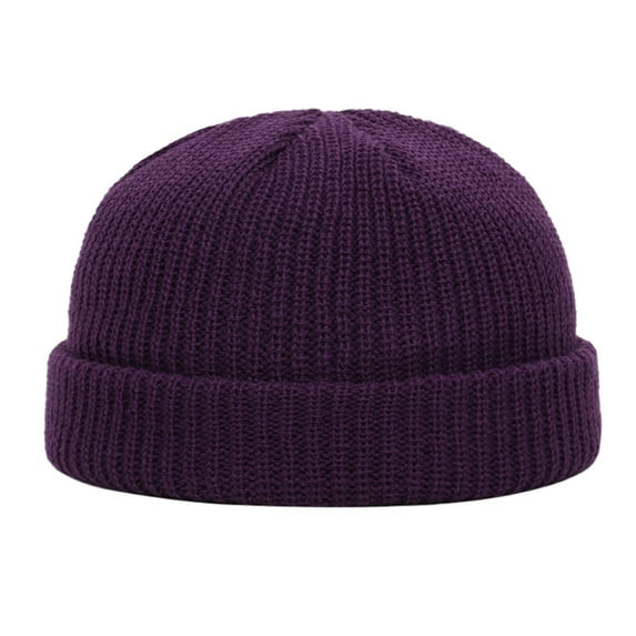 Dyfzdhu Fashion Unisex Keep Warm Winter Casual Knitted Hat Wool Hemming Ski Purple