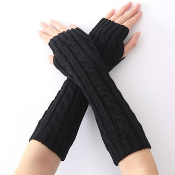 Dyfzdhu Fashion Women Fingerless Wool Gloves Men Women Winter Keep Warm Gloves Winter Gloves Black