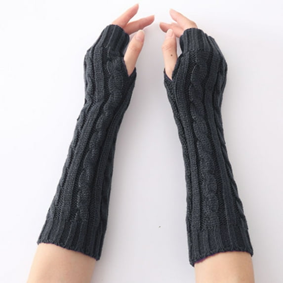 Dyfzdhu Fashion Women Fingerless Wool Gloves Men Women Winter Keep Warm Gloves Winter Gloves Dark Gray
