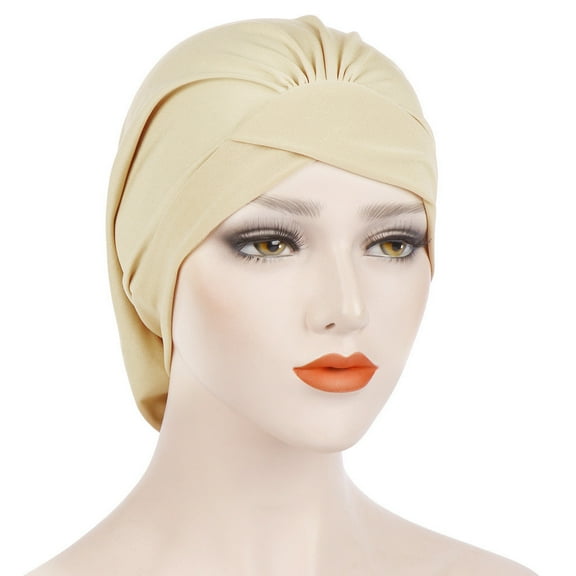 Dyfzdhu Fashion Women Solid India Hat Ruffle Cancer Chemo Beanie Turban Wrap Cap