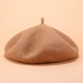 thumbnail image 1 of Dyfzdhu Fashion Women Stretch Beret Hat Retro Wool Pure Color Head Scarf Wrap Cap Khaki, 1 of 3