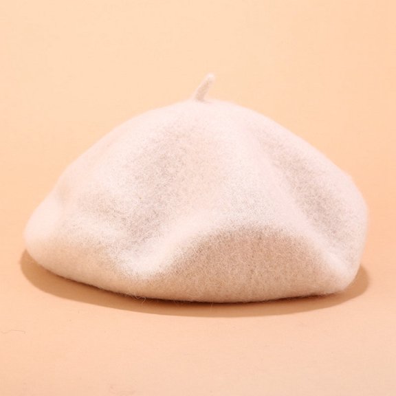 Dyfzdhu Fashion Women Stretch Beret Hat Retro Wool Pure Color Head Scarf Wrap Cap White