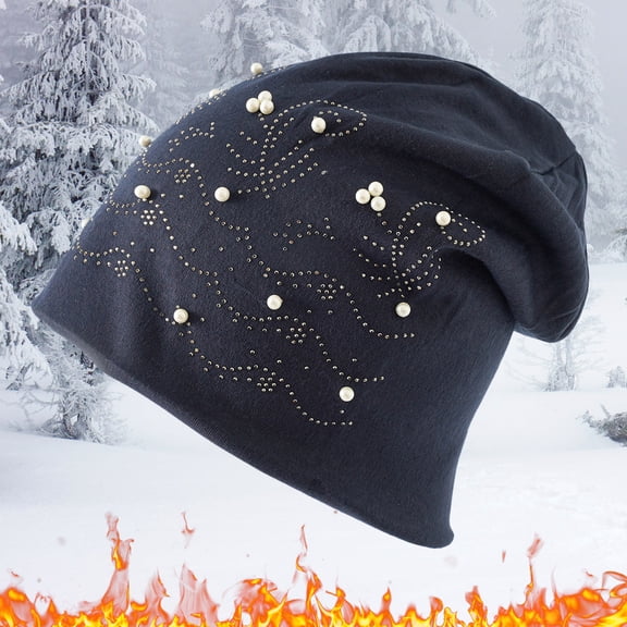 Dyfzdhu Flannel Hat Winter Hats for Women Men Soft Slouchy Warm Fleece Insulated Thermal Blue