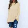 thumbnail image 1 of Dyfzdhu Fuzzy Tops for Women Plus Size Solid Long Sleeve Loose Thermal Fleece Crewneck Sweatshirts Beige, 1 of 5
