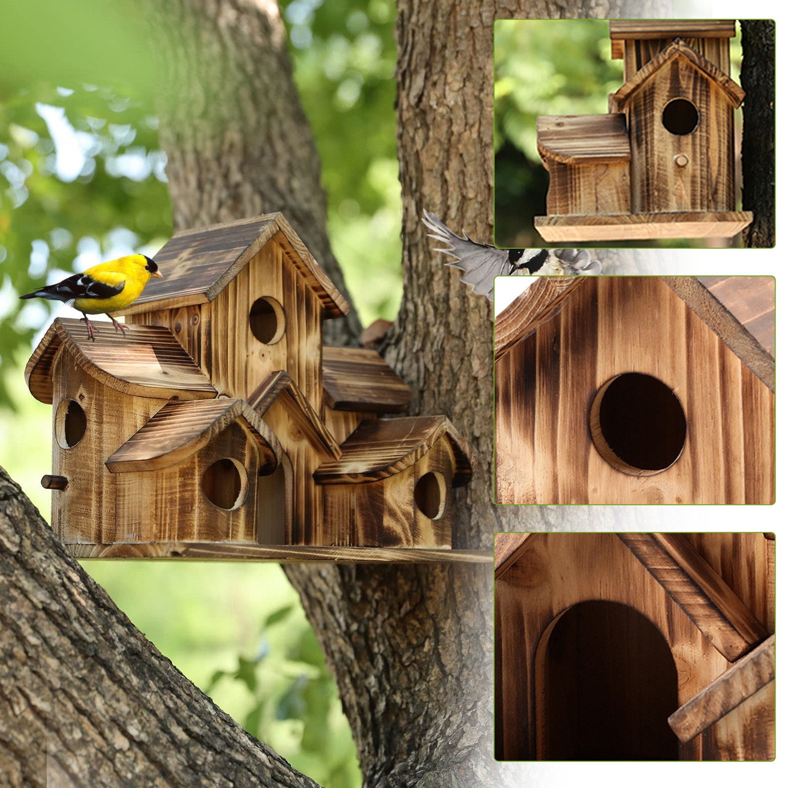 Humming Bird House for Outside Hanging Wooden Nest For Outdoor Decoration 3  Pack