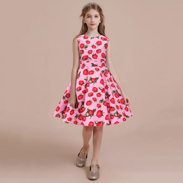  Outfits Party Sleeveless Gown Dress Kid Dots Prints
