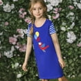 thumbnail image 1 of Dyfzdhu Girls Dress Toddler Baby Kids Girls Cotton Short Sleeve Casual Dress Cartoon Appliques Striped Princess Dresses, 1 of 9