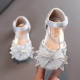 thumbnail image 1 of Dyfzdhu Girls Sandals Children Bowknot Pearl Rhinestones Dance Shiny Princess Shoes, Size 22, 1 of 8