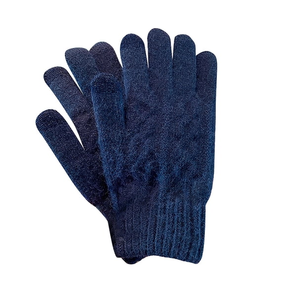 Dyfzdhu Gloves Fashion Knit Screen Winter Five Finger Couple Cycling Plus Fleece Student Thickened Warm Retro Woman