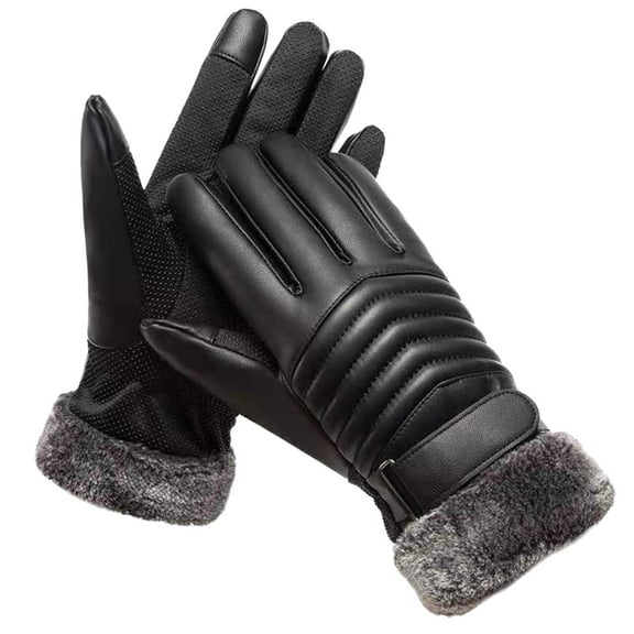 Dyfzdhu Gloves Fashion Men Winter Riding Plush Warm Outdoor Windproof And Cold Proof Ski Leather