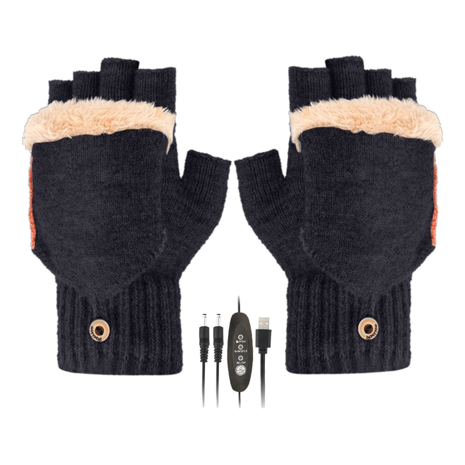 Dyfzdhu Gloves Fashion Men's USB Heated Heated Winter 3 Heating Levels ...