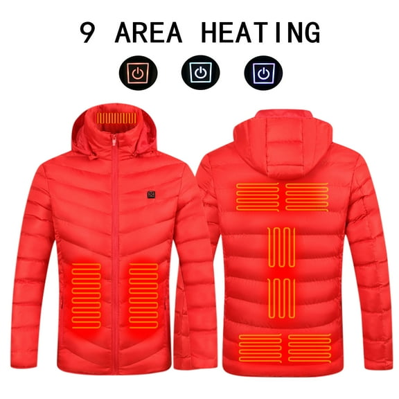 Dyfzdhu Heated Jacket Women Men Usb Charging Heating Winter Coats Graphene Long Sleeve Plus Size Down Jacket Red