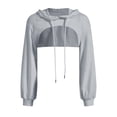 thumbnail image 1 of Dyfzdhu Hoodies Crop Hoodie Pullover Very Short Sweatshirts Long Sleeve Pullover Round Collar Cut Outs Shirts With Hood Hoodies For Women, 1 of 4