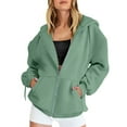 thumbnail image 1 of Dyfzdhu Hoodies Fall Jacket Oversized Pocket Sweatshirt Casual Drawstring Clothing Zipper Track Jacket Solid Color Long Sleeve Hooded Top Hoodies For Women, 1 of 5