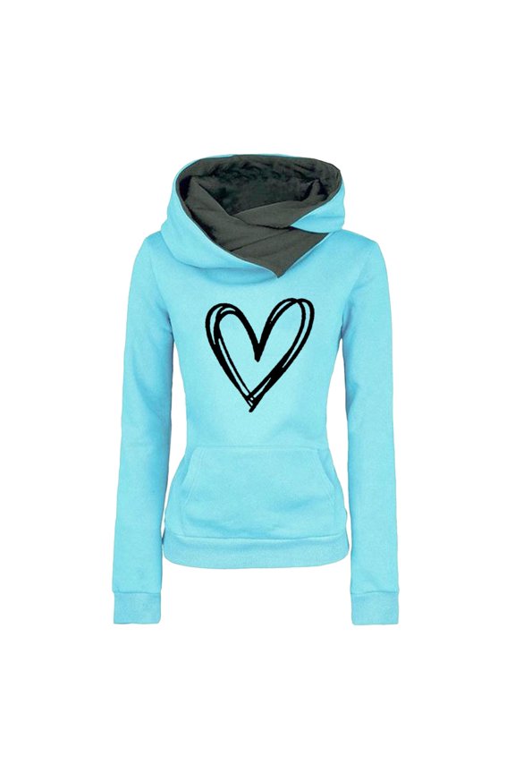 Hoodies Hoodie Casual Slim Fit Hoodie Printed Love Plus Fleece Pullover Hoodie Hoodies For Women