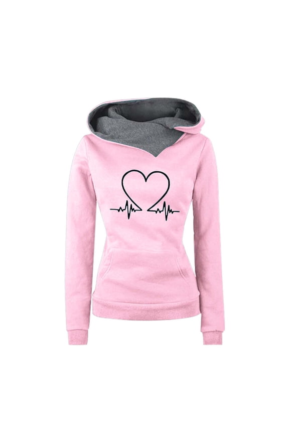 Hoodies Hoodie Casual Slim Fit Hoodie Printed Love Plus Fleece Pullover Hoodie Hoodies For Women