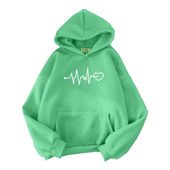 Dyfzdhu Hoodies Hoodie Long Sleeve Hooded Hoodie Heart Shaped Printed Sweatshirt With Hood Casual Pullover Autumn Soft Comfortable Jumper Streetwear Outdoor Tops Winter Hoodies For Women