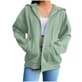 thumbnail image 1 of Dyfzdhu Hoodies Street Long Sleeve Hooded Zipper Solid Color Casual Sweatshirt Hoodies For Women, 1 of 6