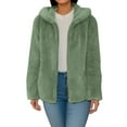 thumbnail image 1 of Dyfzdhu Hoodies Winter Faux Jacket Coats Fuzzy Back Hood And Front Placket Shaggy Shacket Jacket Hoodies For Women, 1 of 5